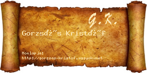 Gorzsás Kristóf névjegykártya