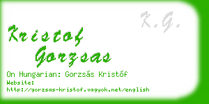 kristof gorzsas business card